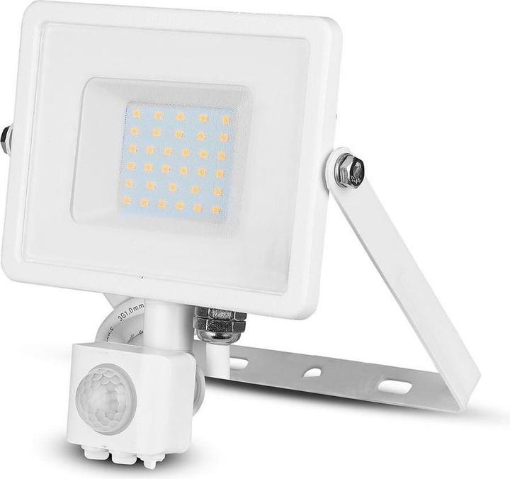 Produktbild V-TAC VT30SW 30W LED Sensor Fluter SAMSUNG Chip Abschaltfunktion Weiss Gehäuse 6400K (2400 lm, IP65)