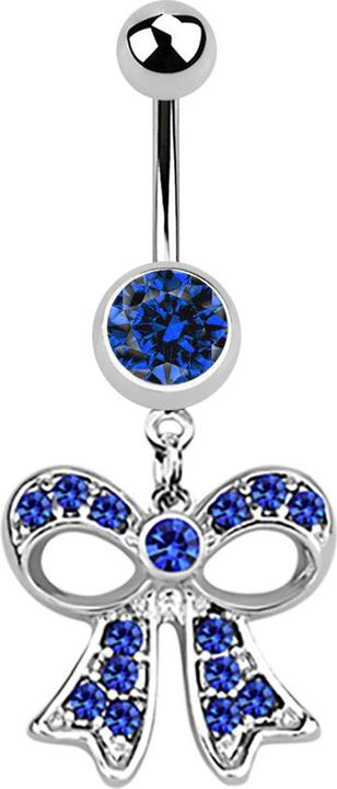Produktbild Star Piercing Banane silber mit Anhänger Masche dunkelblau (Chirurgenstahl 316L)
