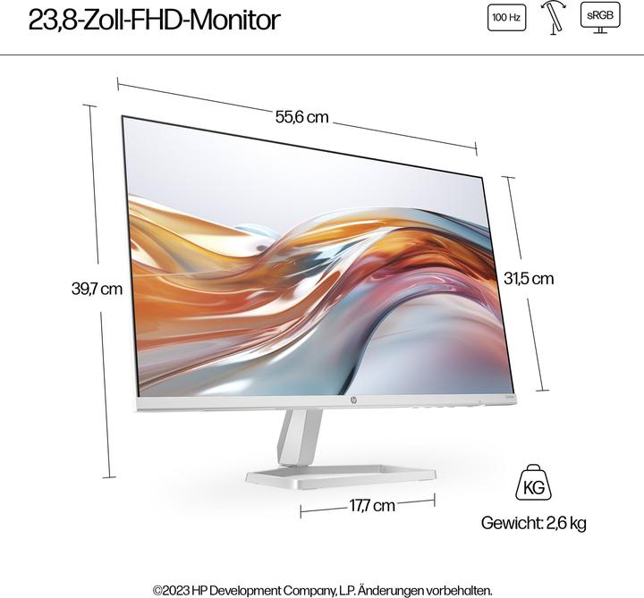 Actual product image HP Series 5 23.8 inch FHD White Monitor - 524sw (1920 x 1080 pixels, 23.80")