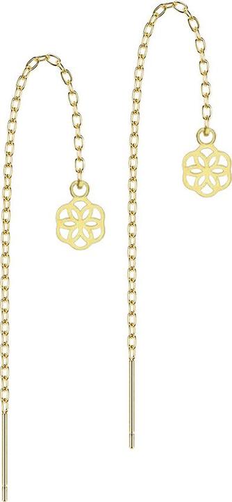 Produktbild Star Piercing Ohrstecker vergoldet freifallende Kette Blume des Lebens (Chirurgenstahl 316L, ohne Messing)