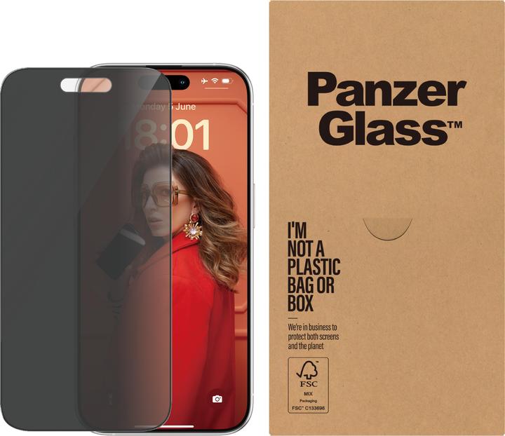 Actual product image PanzerGlass Privacy Screen Protector (50 Piece, Apple iPhone 15 Pro)