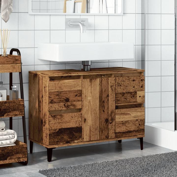 Immagine prodotto VidaXL Waschbeckenunterschrank Unterschrank Badschrank Badmöbel Altholz-Optik (80 x 33 x 60 cm)