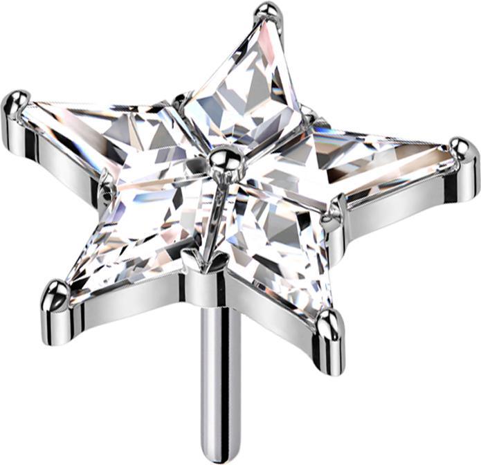 Produktbild Star Piercing Threadless Stern silber Kristalle silber (ohne Messing, Titan G23)
