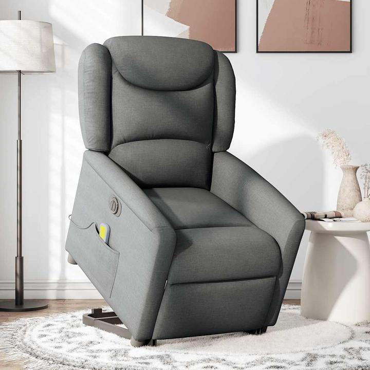 Produktbild VidaXL Elektrischer Massagesessel mit Aufstehhilfe Dunkelgrau Stoff