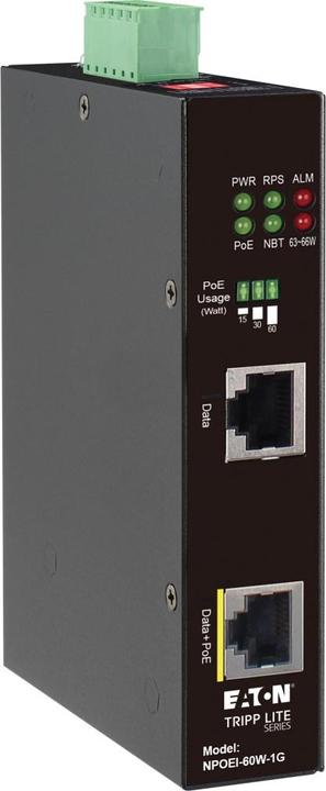 Image du produit Eaton Injecteur PoE Gigabit Ethernet industriel 60W PoE++ 802.3bt Midspan -40 to +75 DIN ra (802,3bt (PoE+++), 60 W)