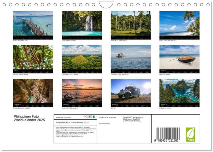 Actual product image Philippinen Foto Wandkalender 2025 (Wandkalender 2025 DIN A4 quer), Monatskalender (A4)