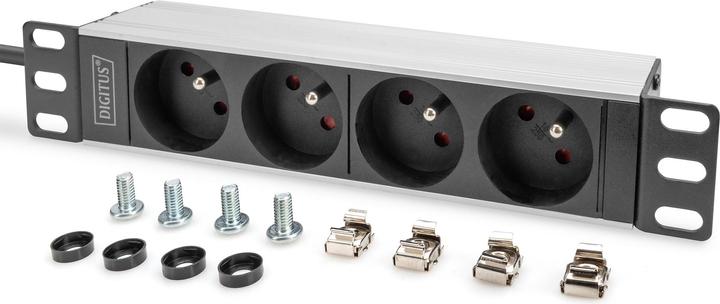 Produktbild Digitus 10" Steckdosenleiste mit Aluminiumprofil, 4-fach CEE 7/5 Steckdosen (4 x, CEE 7/5, 2 m)