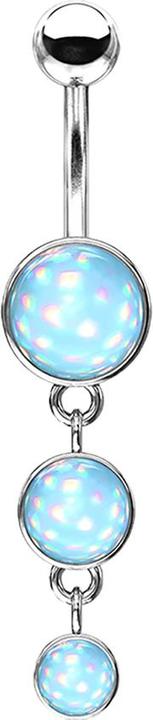 Actual product image Star Piercing Banana silver with pendant three shields epoxy stone blue (Brass, Surgical steel 316L)