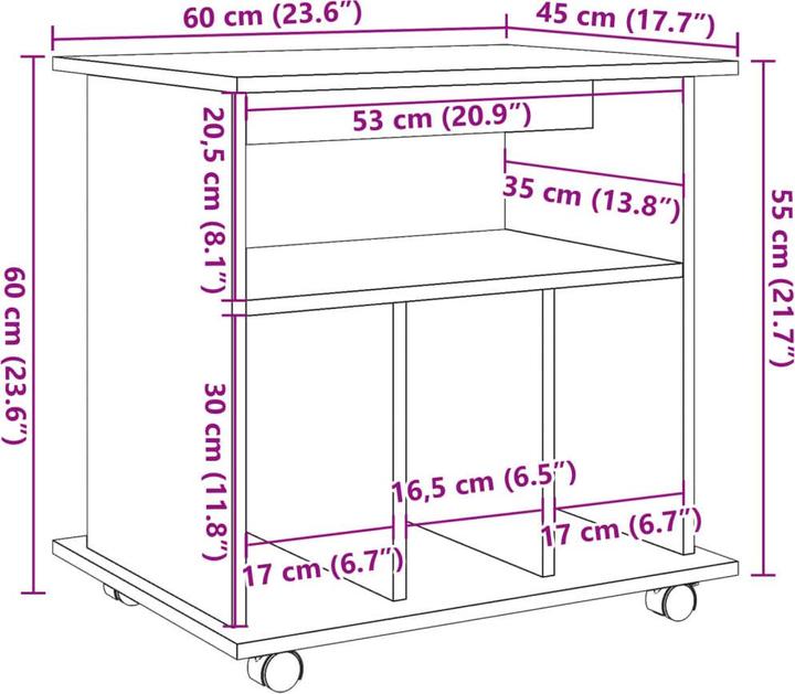 Immagine prodotto VidaXL Rollcontainer Rollschrank Bürocontainer Büroschrank Schrank Altholz-Optik (60 x 45 x 60 cm)