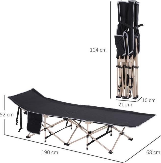 Image du produit Swisshandel24 Feldbett Faltbar Campingbett, 190x68x52 cm, Schwarz