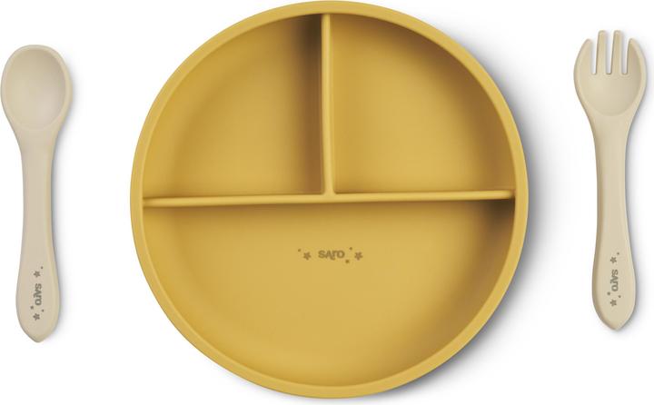 Actual product image Saro Baby Food and Fun Silicone Feeding Set - Mustard (SAO17602)