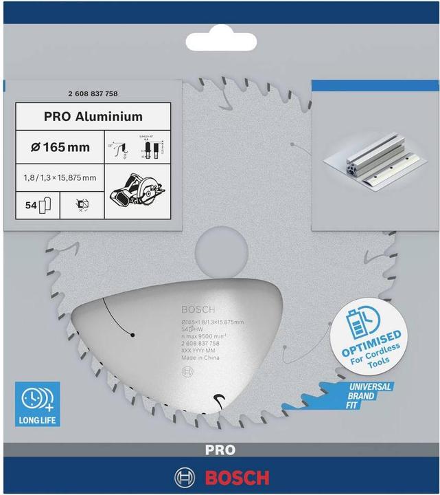 Produktbild Bosch Professional Zubehör PRO Aluminium cordless Kreissägeblatt, 165 x 1,8 x 15.875 mm
