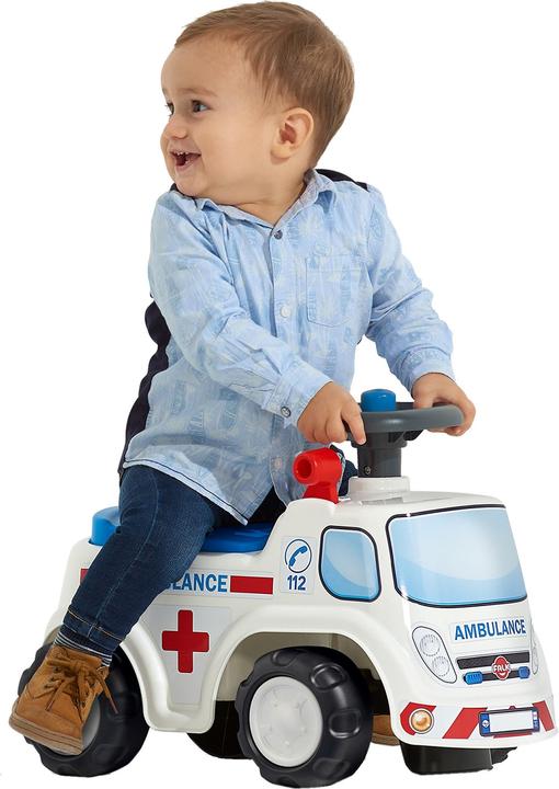Actual product image Falk Toys Ambulance ride-on with storage steering wheel and horn