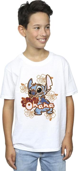 Actual product image Disney Boys Lilo And Stitch Ohana Orange Hibiscus T-Shirt (152, 158)