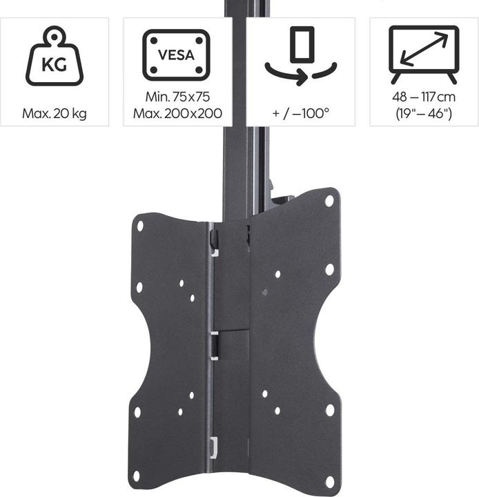 Produktbild Hama TV-Deckenhalterung, schwenkbar, höhenverstellbar, 117 cm (46") bis 20 kg (Dach, 46", 20 kg)