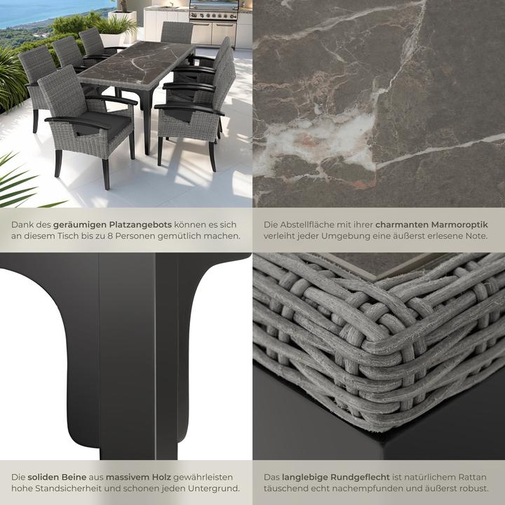 Actual product image tectake Rattan Table Foggia 196x87x76cm (196 cm)