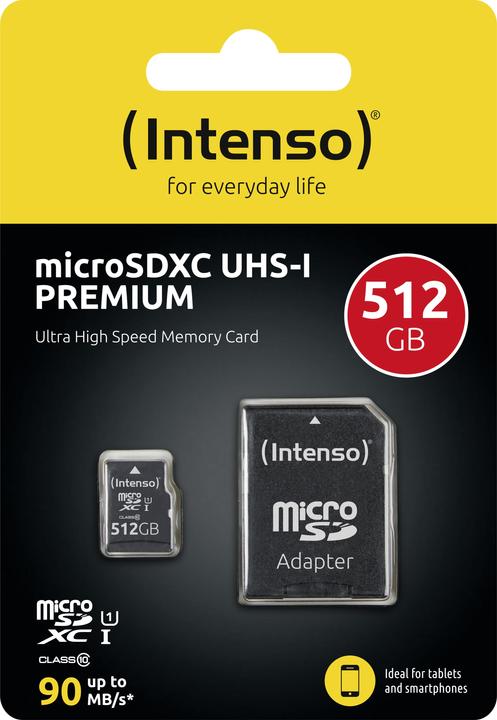 Produktbild Intenso UHS-I Premium (512 GB, microSDXC, U1, UHS-I)
