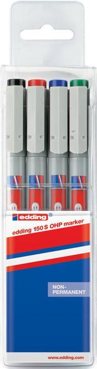 Image du produit Edding Stylo à bille 150 S Largeur de trait : 0,3 mm Couleur d'écriture : rouge, bleu, vert, noir (Vert, Bleu, Noir, Rouge, 0.30 mm, 4 x)