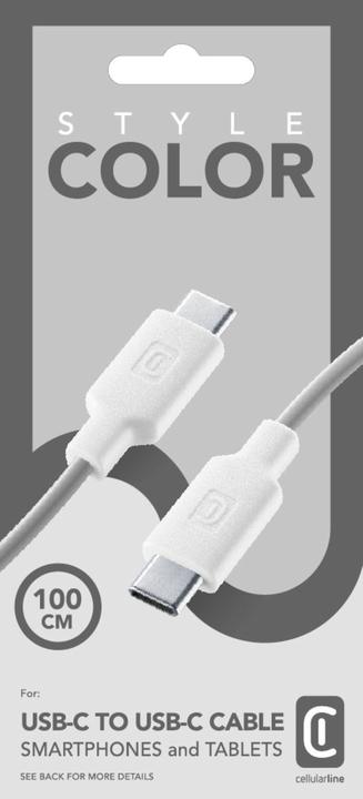 Produktbild Cellularline Stylecolor Cable 100cm - USB-C to USB-C (1 m, USB 3.2 Gen 1)