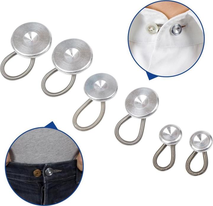 Image du produit Boutons miraculeux, extension de ceinture en métal, 6 pièces, argenté