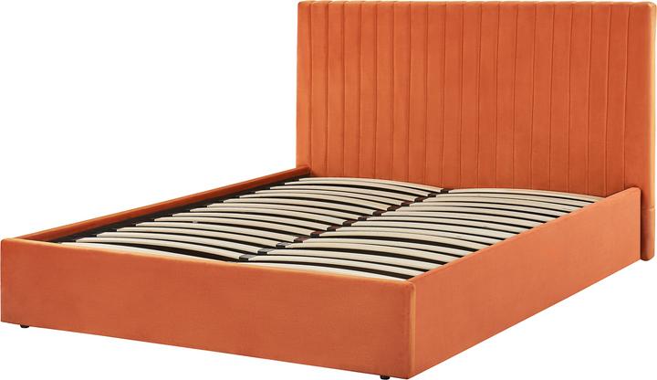 Produktbild Beliani Polsterbett Samtstoff orange mit Stauraum 160 x 200 cm VION (160 x 200 cm)