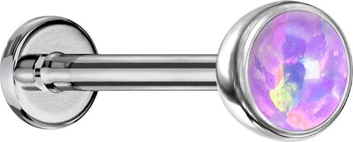 Produktbild Star Piercing Micro Threadless Labret silber Halbkugel mit Opal violett (Titan G23, ohne Messing)