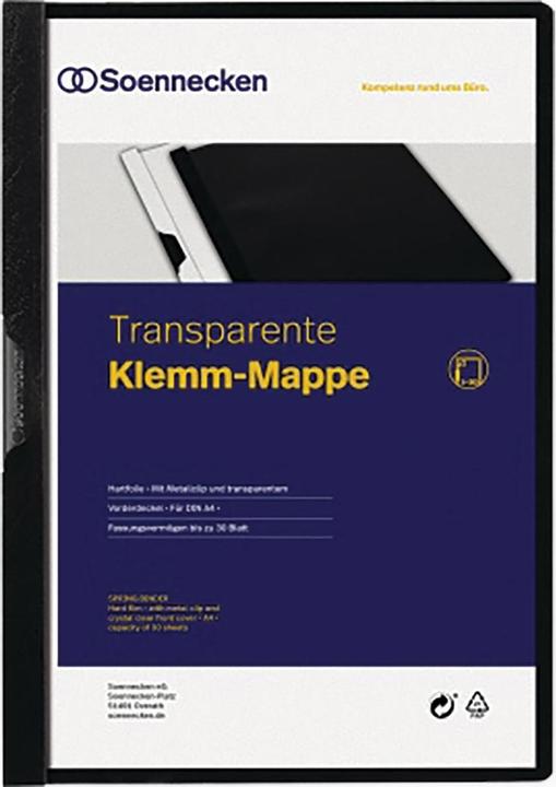 Produktbild Soennecken Klemmmappe Verwendung für Papierformat: DIN A4 Werkstoff: Hartfolie (A4, 1 x)