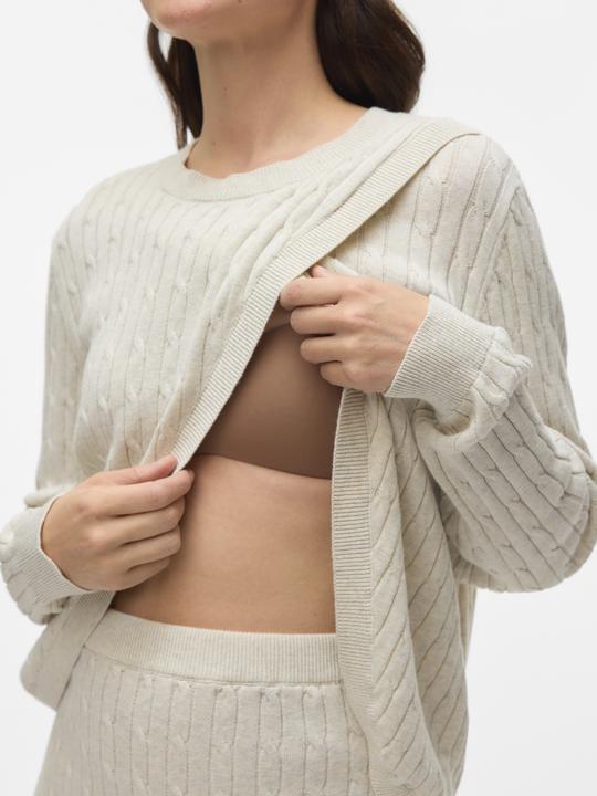 Image du produit Mamalicious Normal geschnitten Rundhals Gerippte Ärmelbündchen Strickoberteil Gestricktes Oberteil
