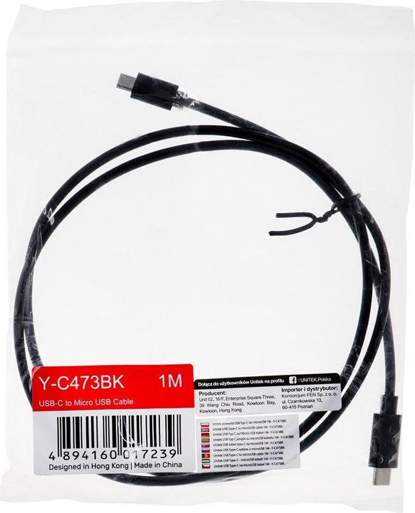 Produktbild Unitek USB C Micro USB B (1 m, USB 2.0)