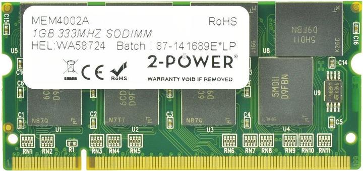 Image du produit 2-Power 1 Go PC2700 333 MHz SODIMM (1 x 1GB, 400 MHz, DDR-RAM, SO-DIMM)