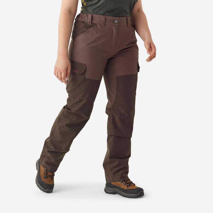 Image du produit Solognac Pantalon chasse femme impermeable 500 marron poches cargo (40, 42)
