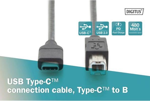Produktbild Digitus USB C – USB B (1.80 m, USB 2.0)