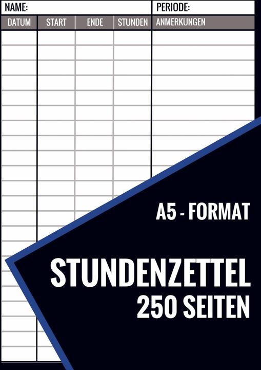Produktbild Stundenzettel - 250 Seiten - Format A5 (A5)