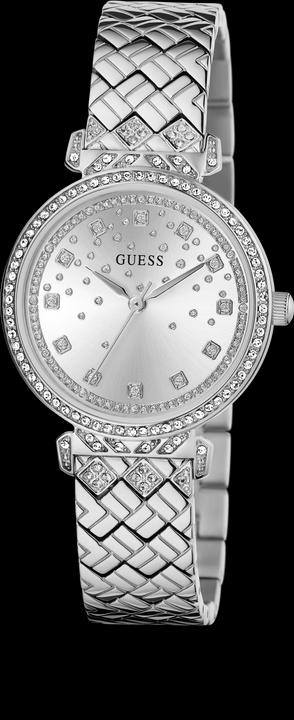 Guess P SLV CS W/ CRYS / SUN SLV GLITZ DL / P SLV BRCT W/ CRYS Armbanduhr (Uhr mit Schmuckstein, 32 mm)