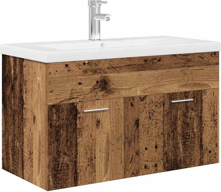 Produktbild VidaXL Waschbeckenunterschrank mit Einbaubecken Altholz-Optik Bad Waschtisch