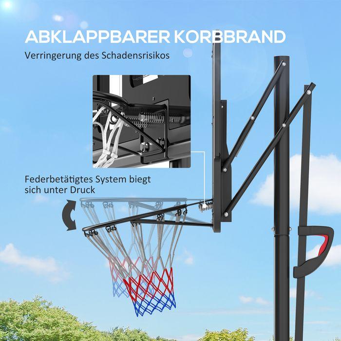 Produktbild Swisshandel24 Basketballkorb Outdoor, Verstellbare Korbhöhe 230-305 cm, mit Rädern, Gewicht