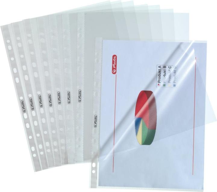Produktbild Herlitz Prospekthülle, DIN A4, genarbt, 0,055 mm aus PP-Folie, Eurolochung, dokumentenecht, oben und seitlic (A4, 100 x)