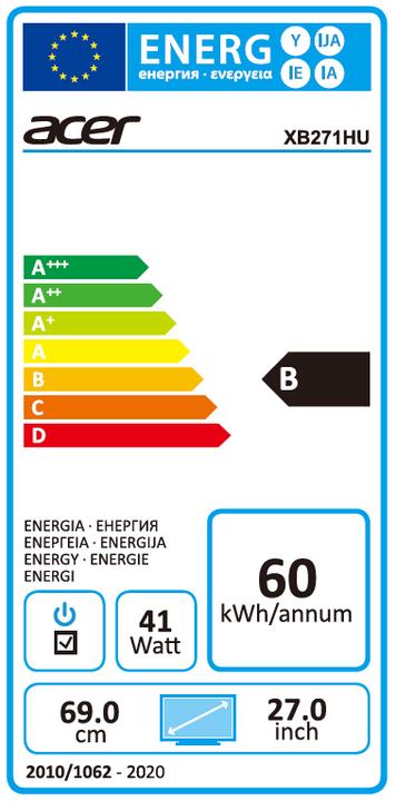 Energie-Label Acer Predator XB271HUAbmiprz (2560 x 1440 Pixel, 27")