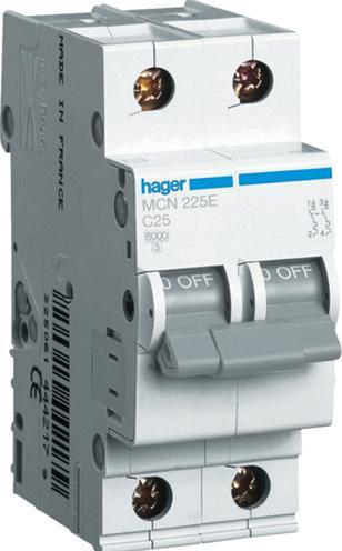 Produktbild Hager Hubschrauber Gegenstromschalter 2P C 25A 6 kA AC (MCN225E)