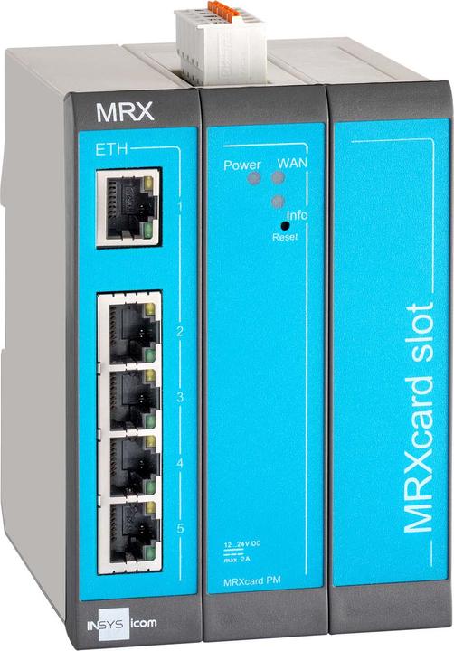 Produktbild Insys icom MRX3 LAN, modularer-LAN-LAN-Router, VPN 5xEthernet 10/100BT 2xdig.Ein MRcard-Slots:1xfrei