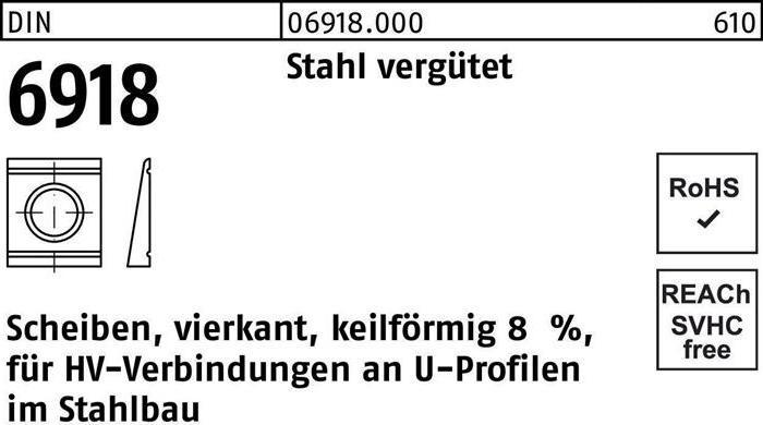 Produktbild Peiner Unterlegscheibe DIN 6918 ÜH vierkant keilförmig 31 Stahl C45