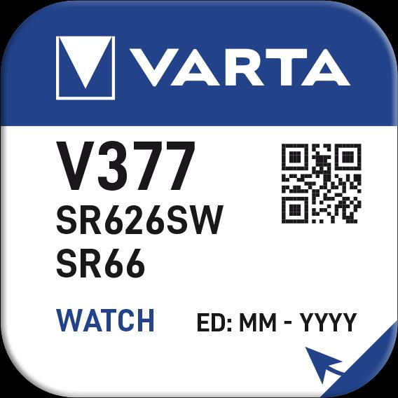 Actual product image Varta V377 / SR626SW - 10 button cells (10 pcs., SR66, AG4, 21 mAh)