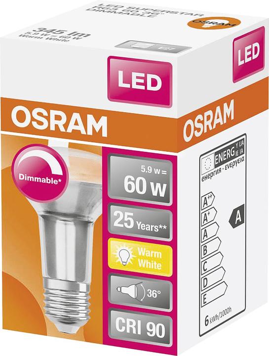 Actual product image Osram Superstar R63 (E27, 5.90 W, 350 lm, 1 x, G)