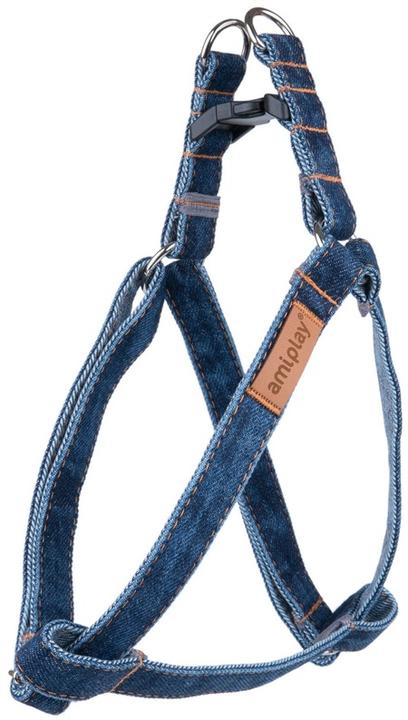 Actual product image amiplay HARNESS ADJUS DENIM S 20/35X1CM NAVY BLU (23, 24, 25, 27, 28, 29, 30, 31, 32, 33, 34, 35, Dog)