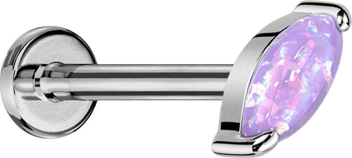 Immagine prodotto Star Piercing Micro labret filo interno argento Ovale opale viola (senza ottone, Titanio G23)