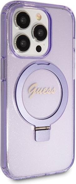 Produktbild Guess GUHMP13XHRSGSU iPhone 13 Pro Max 6.1" fioletowy/purple hardcase Ring Stand Script Glitter MagS (Apple iPhone 13 Pro Max)