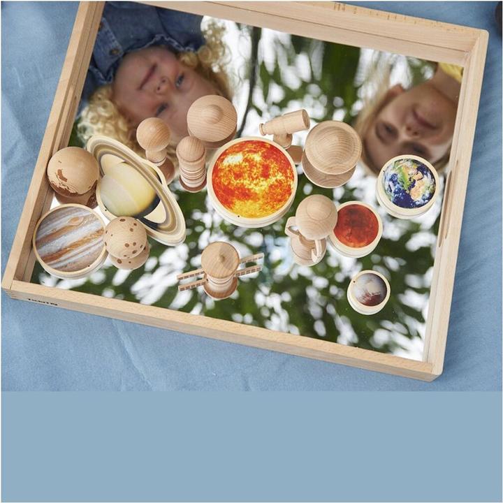 Image du produit TickiT Boîte plateau en bois avec base miroir (Français, Allemand, Anglais, Italien)