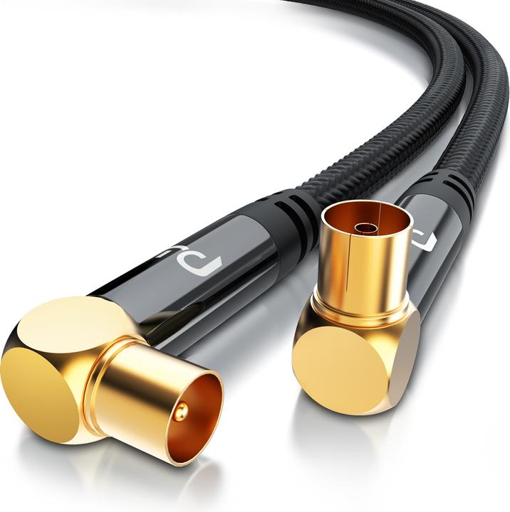 Image du produit Primewire Câble d'antenne HDTV coudé avec braiding, Câble coaxial Premium 135dB / 75 Ohm, Câble TV, 4K HDTV (135 dB, Câble d'antenne)