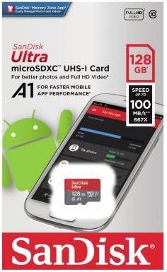 Immagine prodotto SanDisk Ultra microSD A1 (128 GB, microSDXC, U1, UHS-I)
