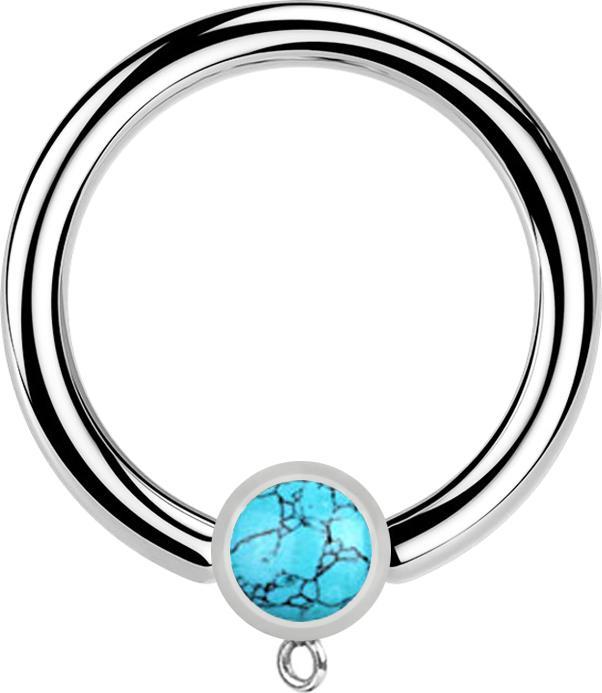 Immagine prodotto Star Piercing Anello Micro Closure in argento con cilindro in pietra turchese per ciondoli (senza ottone, Mnerale, Acciaio chirurgico 316L)